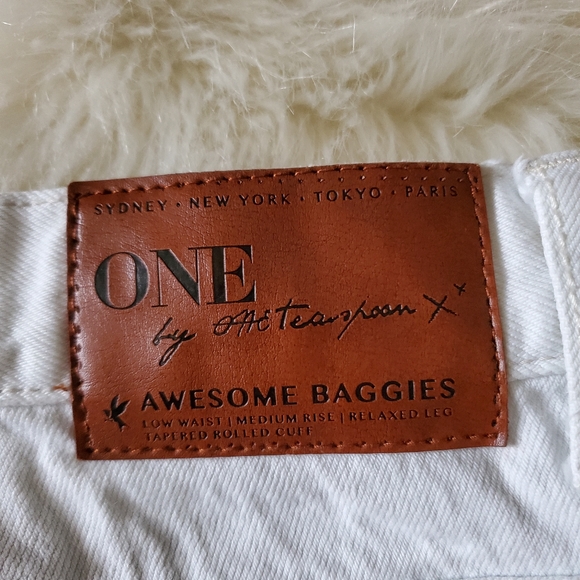 Free People One Teaspoon Lola Awesome Baggies Jeans White Distressed Size 28 - Picture 10 of 15